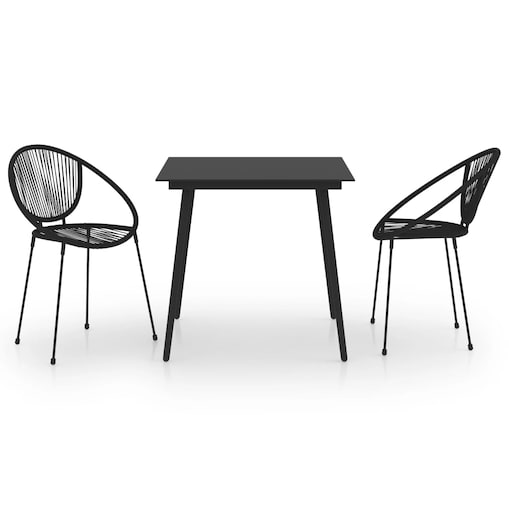 vidaXL 3-częściowy zestaw mebli ogrodowych, rattan PVC, czarny