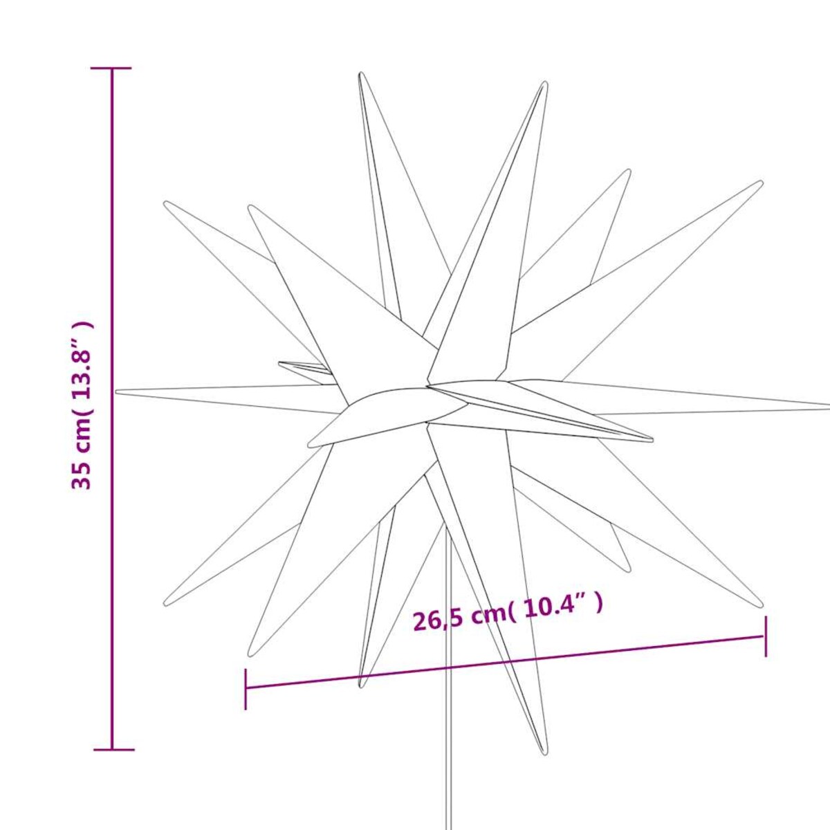 vidaXL Ozdoby świetlne LED z prętami, składane 3 szt., czerwone, 35 cm