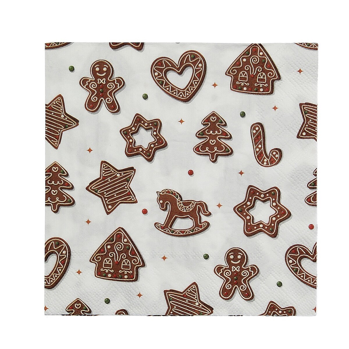 Serwetki świąteczne Cookie II 20 szt. boże narodzenie, święta, świąteczne, biały-brązowy, 16x16x3 cm
