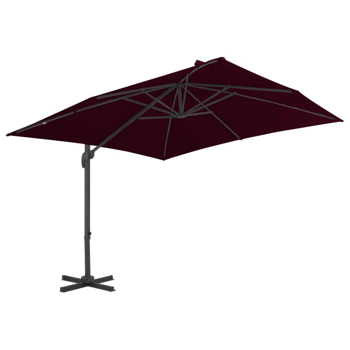 vidaXL Parasol wiszący z aluminiowym słupkiem, 300x300 cm, bordowy