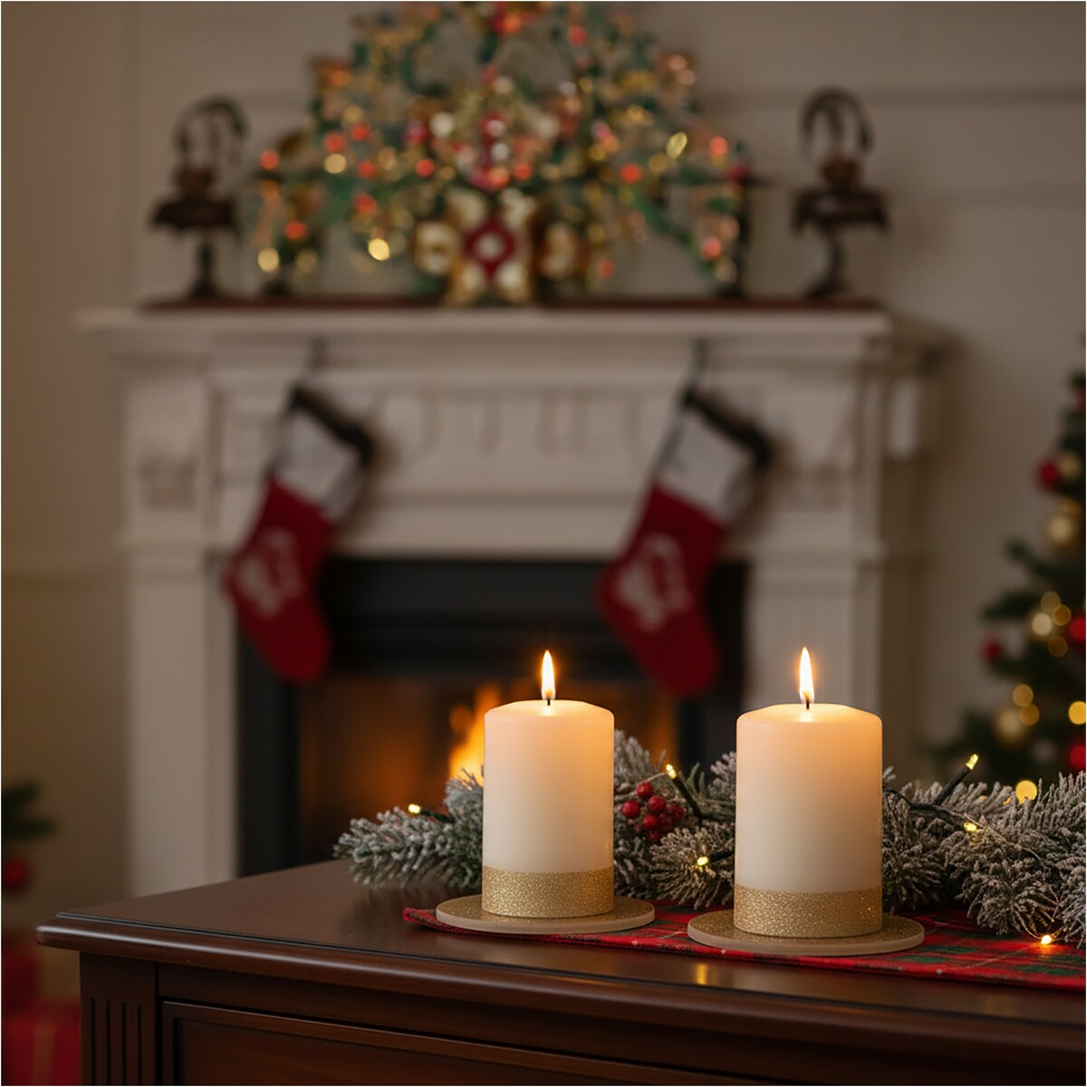 Podkładka Podstawka Pod Świecę Dekoracyjna Złota Z Brokatem 15 cm