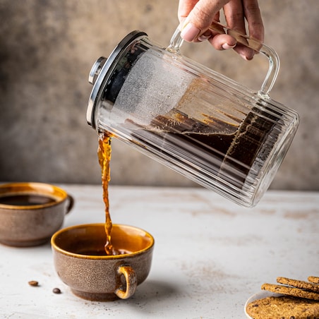 Zaparzacz do kawy herbaty szklany 350ml French Press srebrny KLAUSBERG