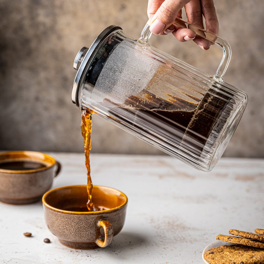 Zaparzacz do kawy herbaty szklany 350ml French Press srebrny KLAUSBERG