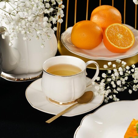 VILLA ITALIA Filiżanka porcelanowa 200 ml ze spodkiem SANDRINE