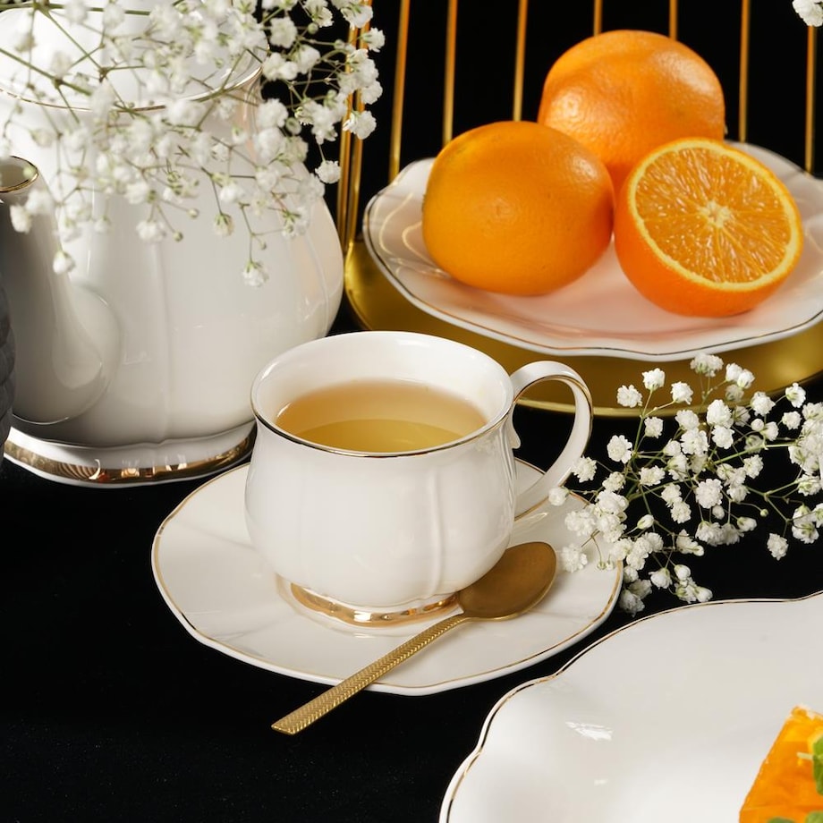 VILLA ITALIA Filiżanka porcelanowa 200 ml ze spodkiem SANDRINE