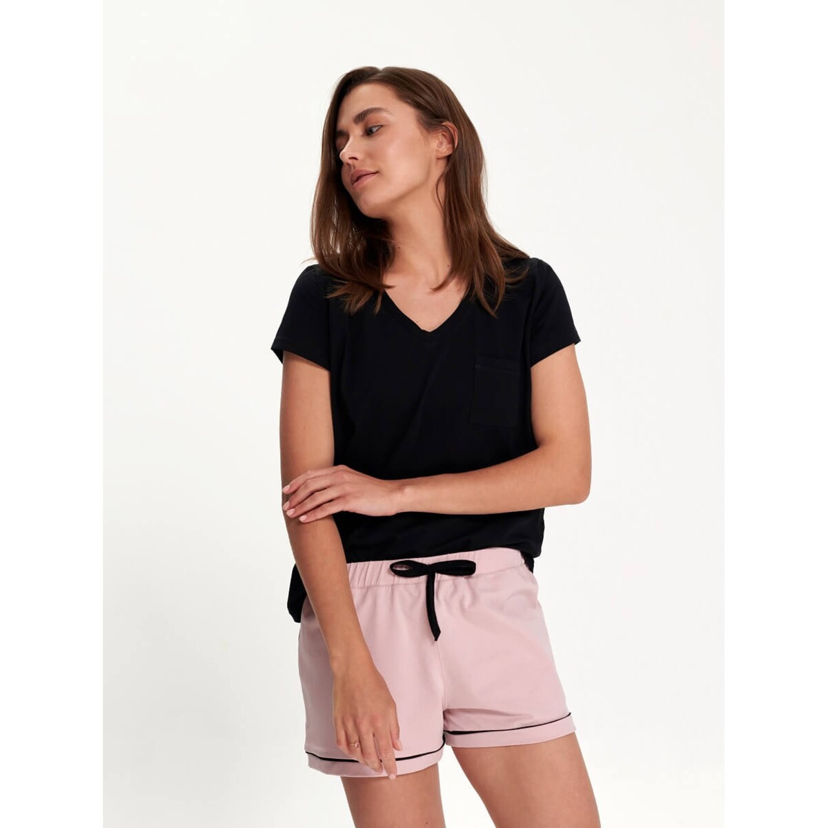 Szorty do spania różowo-czarne XS