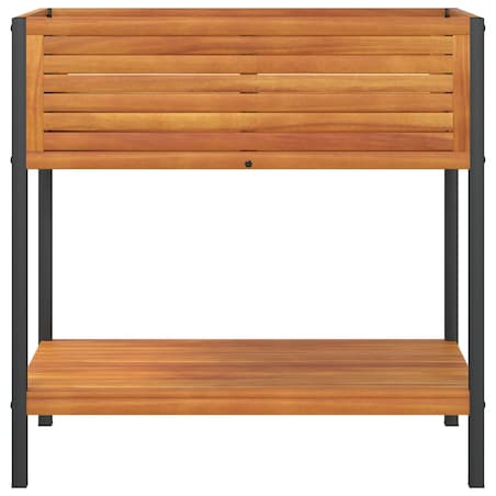 vidaXL Donica ogrodowa z półką, 80x45x80 cm, drewno akacjowe i stal