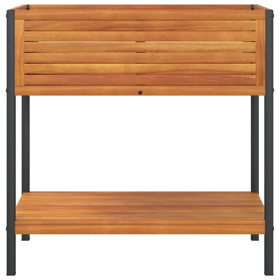 vidaXL Donica ogrodowa z półką, 80x45x80 cm, drewno akacjowe i stal