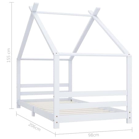 vidaXL Rama łóżka dziecięcego, biała, lite drewno sosnowe, 90 x 200 cm