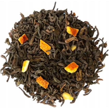 Najlepsza liściasta herbata czerwona puerh POMARAŃCZOWA skórka pomarańczy