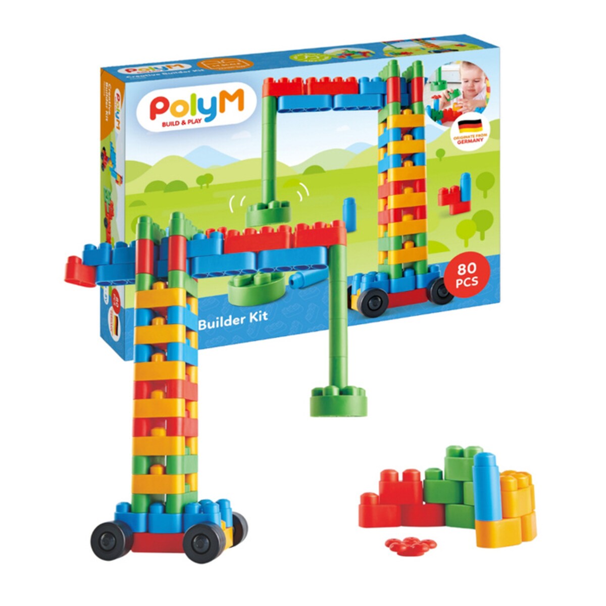 Miękkie Klocki Konstrukcyjne Zestaw Kreatywny Pojazdy Budowlane 80 el. 18m+ PolyM