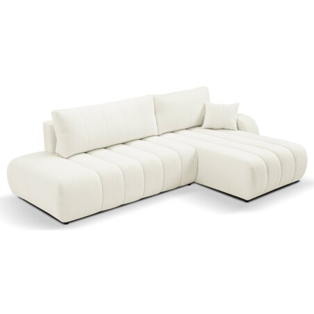 Narożnik z funkcją spania ALOO, prawostronny, tkanina boucle-śmietankowa