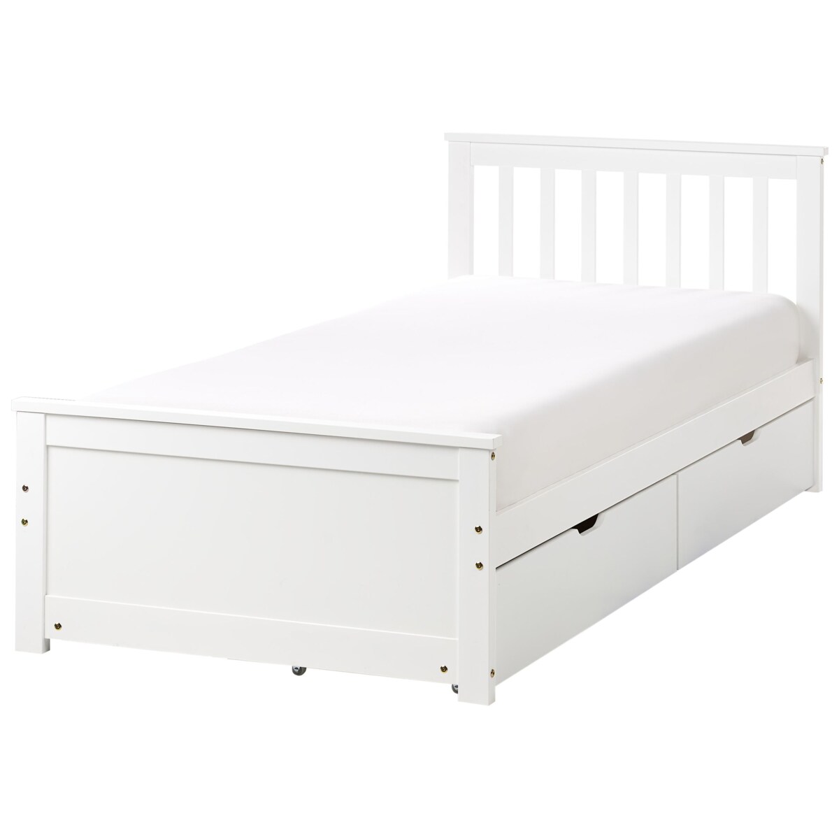 Łóżko ze schowkiem OLENDON 90 x 200 cm Z miejscem do przechowywania Drewno Biały