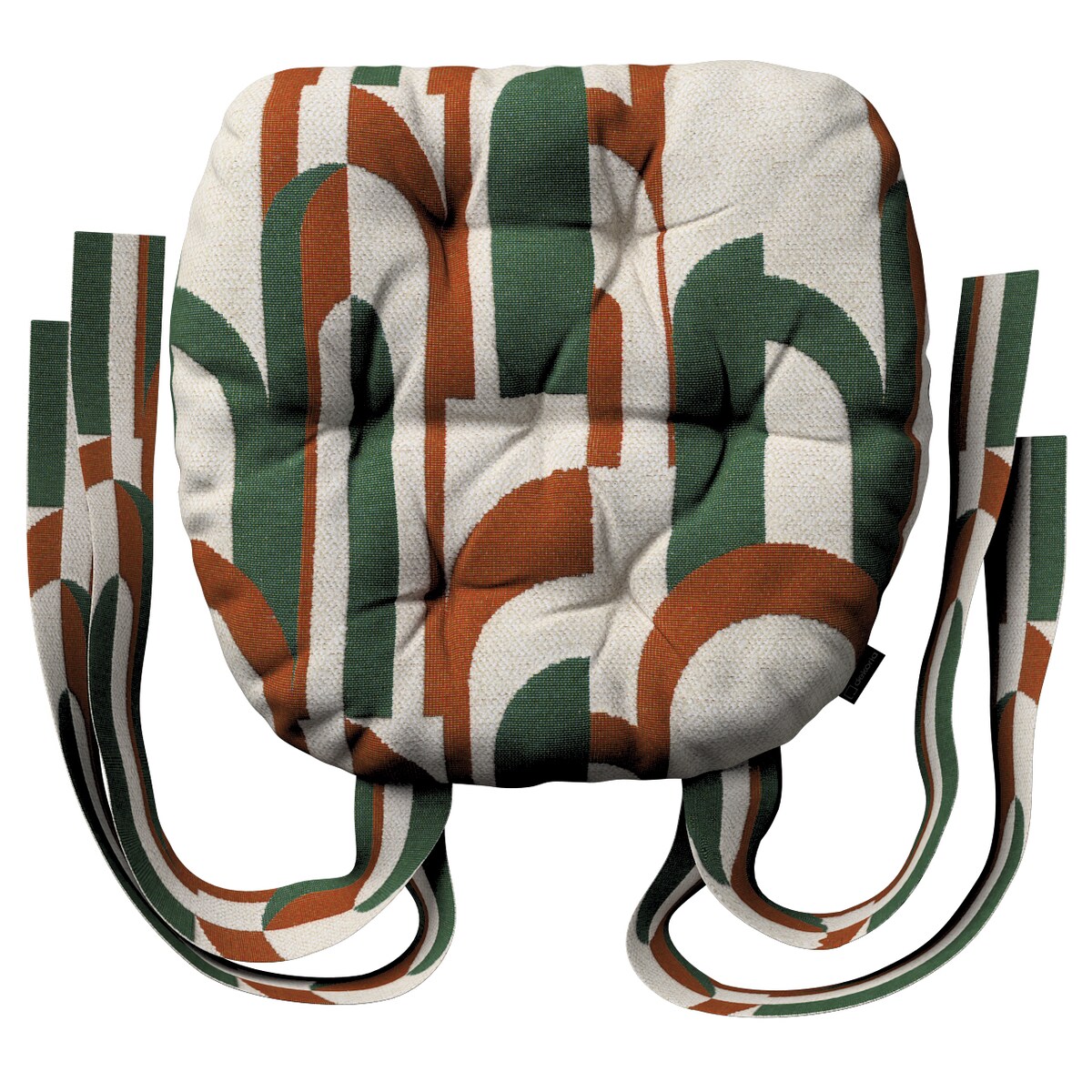 Poduszka na krzesło Marcin, zielono-czerwony wzory na kremowym tle, 40 x 37 x 8 cm, Cosy Home