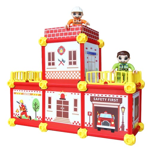 Dwustronny domek do składania i kolorowania - Straż pożarna