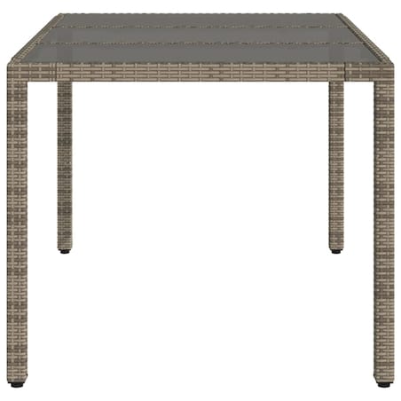 vidaXL Stół ogrodowy ze szklanym blatem, szary, 150x90x75cm, rattan PE