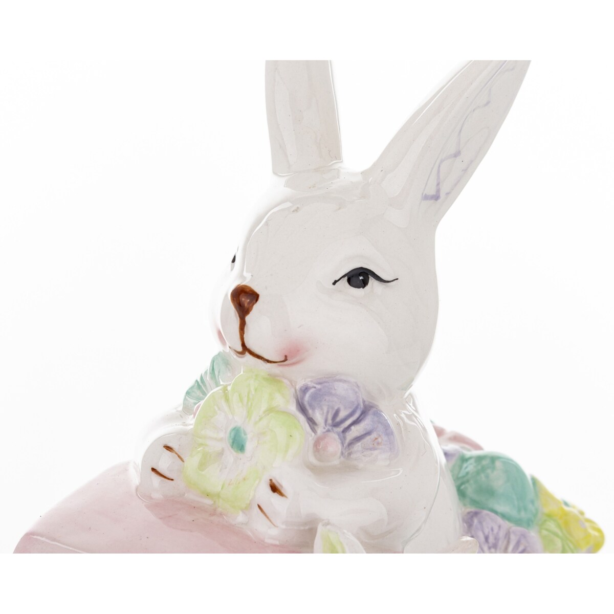 Dekoracja - króliki w samochodzie z kwiatami 20x10,5x19 cm różowy