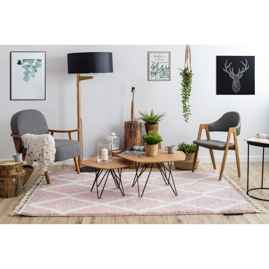 Dywan BERBER TROIK A0010 różowy / biały 80x150 cm