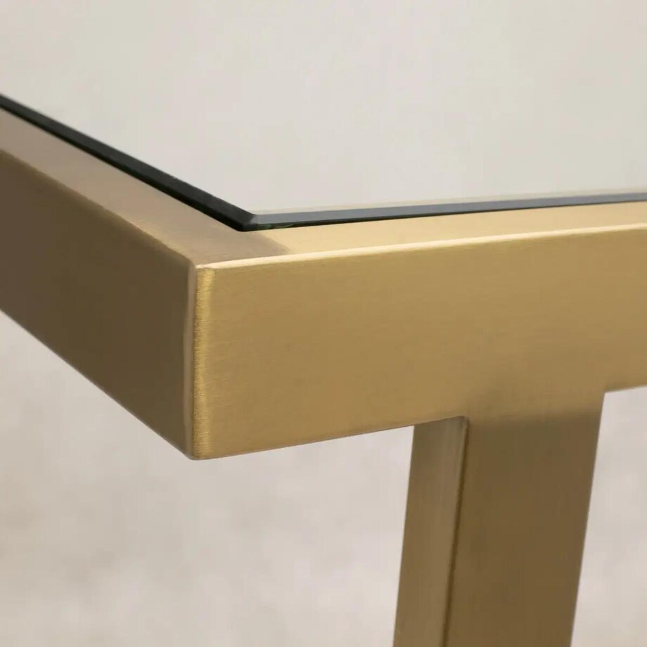 Szklany stolik kwadratowy Hudson HU-ST1576BR Cosmolight mosiądz