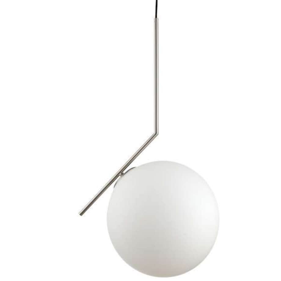 LAMPA wisząca CONDI MDM-7475/1-L-SN MDECO loftowa OPRAWA szklany ZWIS kula ball satyna biała