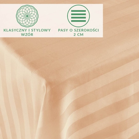 Prześcieradło bambusowe satyna bawełniana 160x240 Bamboo paski, beżowe