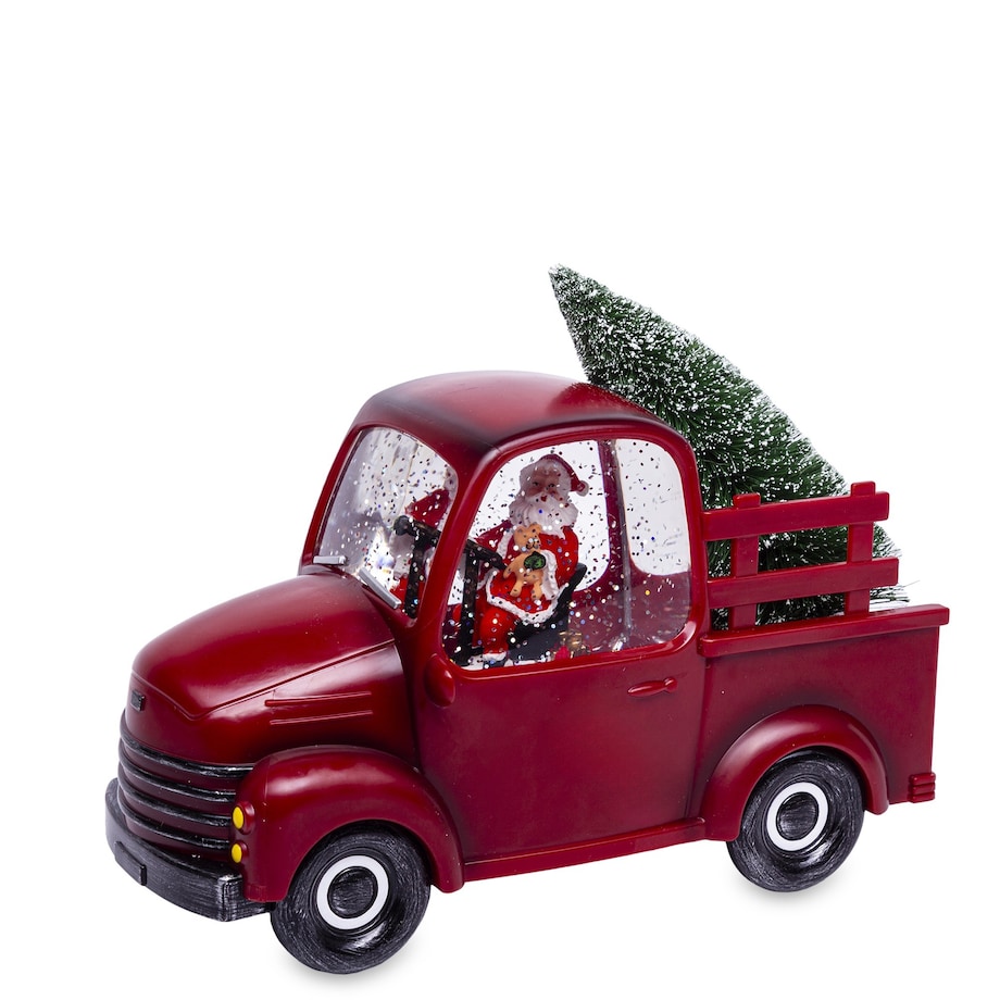 Dekoracja - ciężarówka z choinką LED 18x24x10 cm
