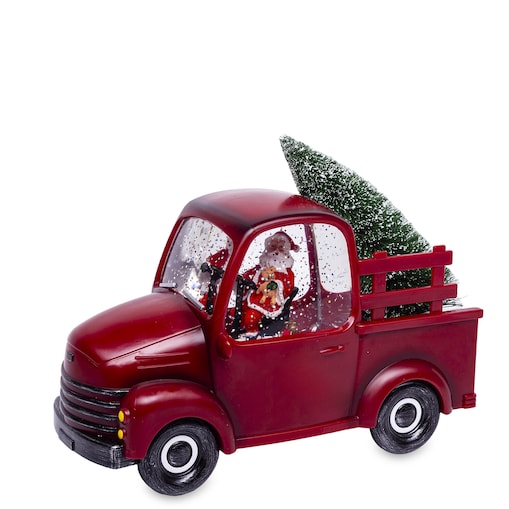 Dekoracja - ciężarówka z choinką LED 18x24x10 cm