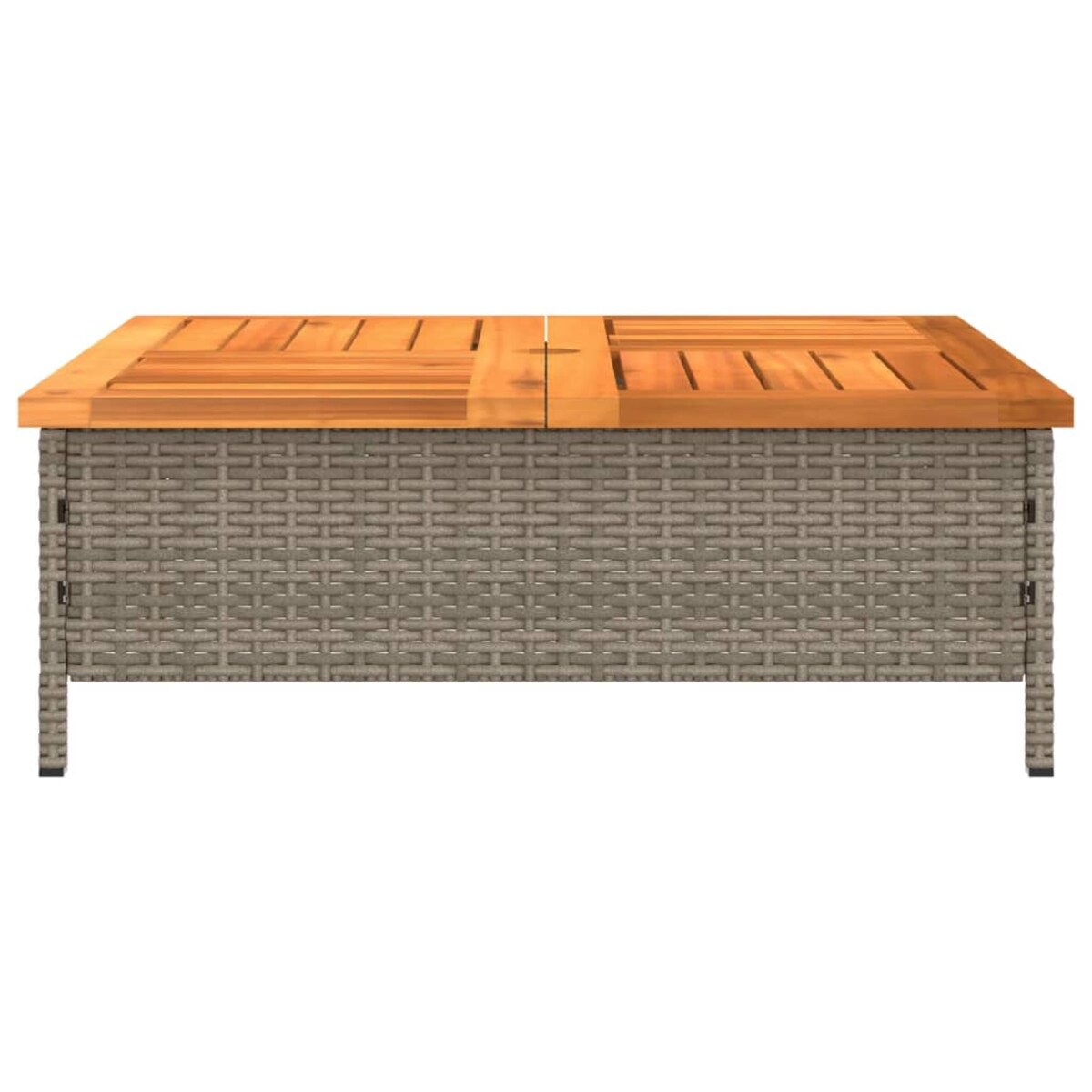 vidaXL Stolik ogrodowy, szary, 70x70x25 cm, rattan i drewno akacjowe