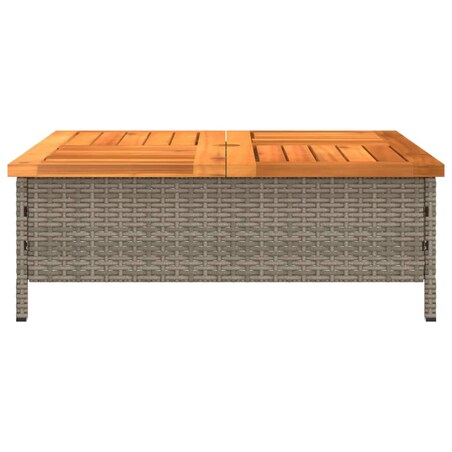 vidaXL Stolik ogrodowy, szary, 70x70x25 cm, rattan i drewno akacjowe