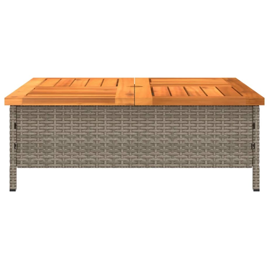 vidaXL Stolik ogrodowy, szary, 70x70x25 cm, rattan i drewno akacjowe