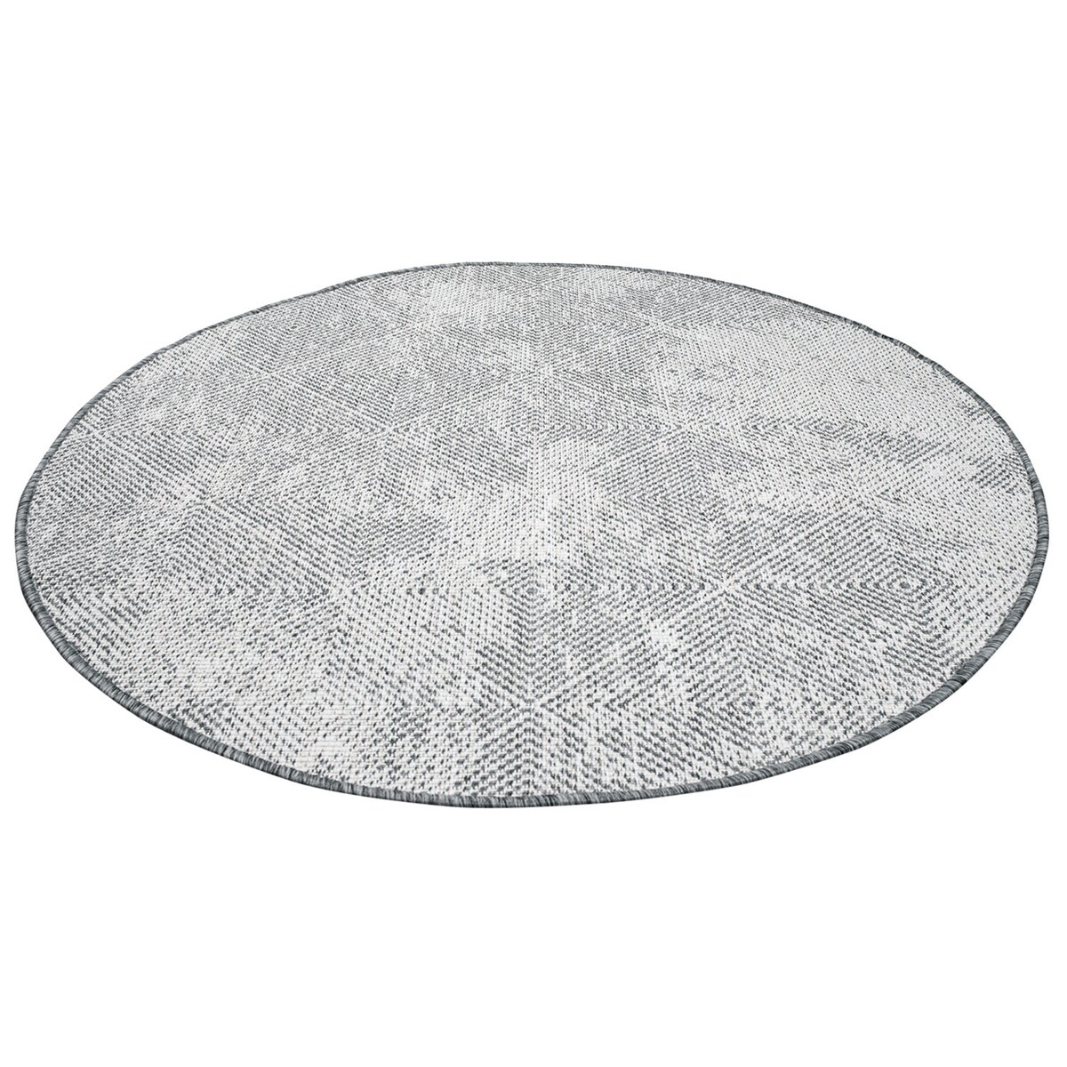 Funkcjonalny dywan okrągły na zewnątrz i do wnętrz, dwustronny DUO 58450 Szary 120x120