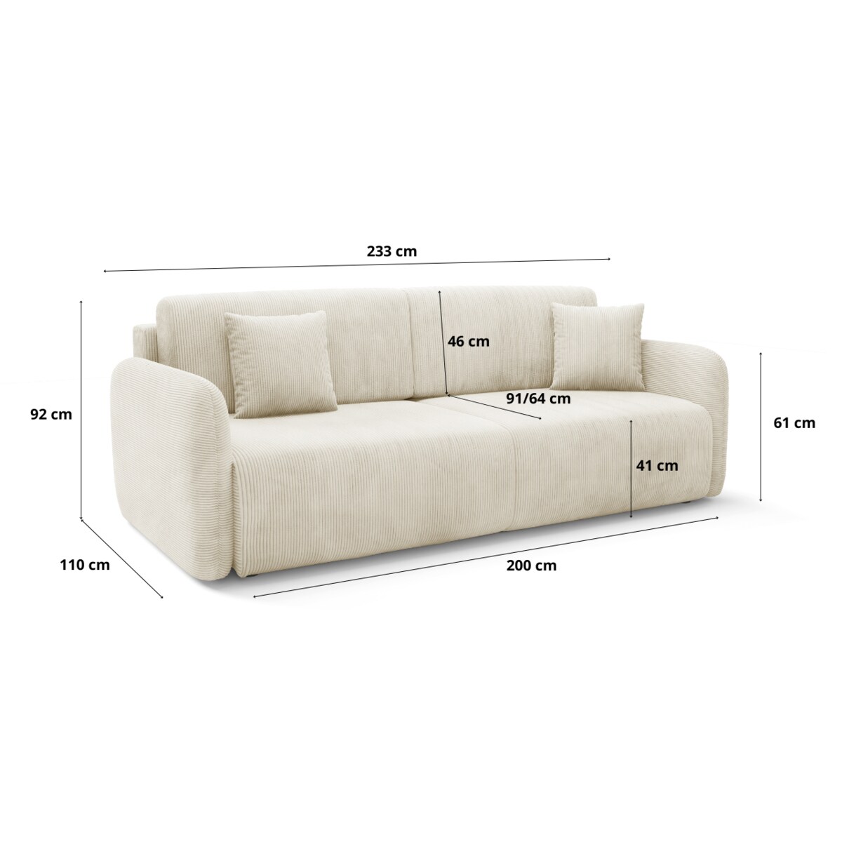 Kanapa MALLOW z funkcją spania Kolor: POSO 40