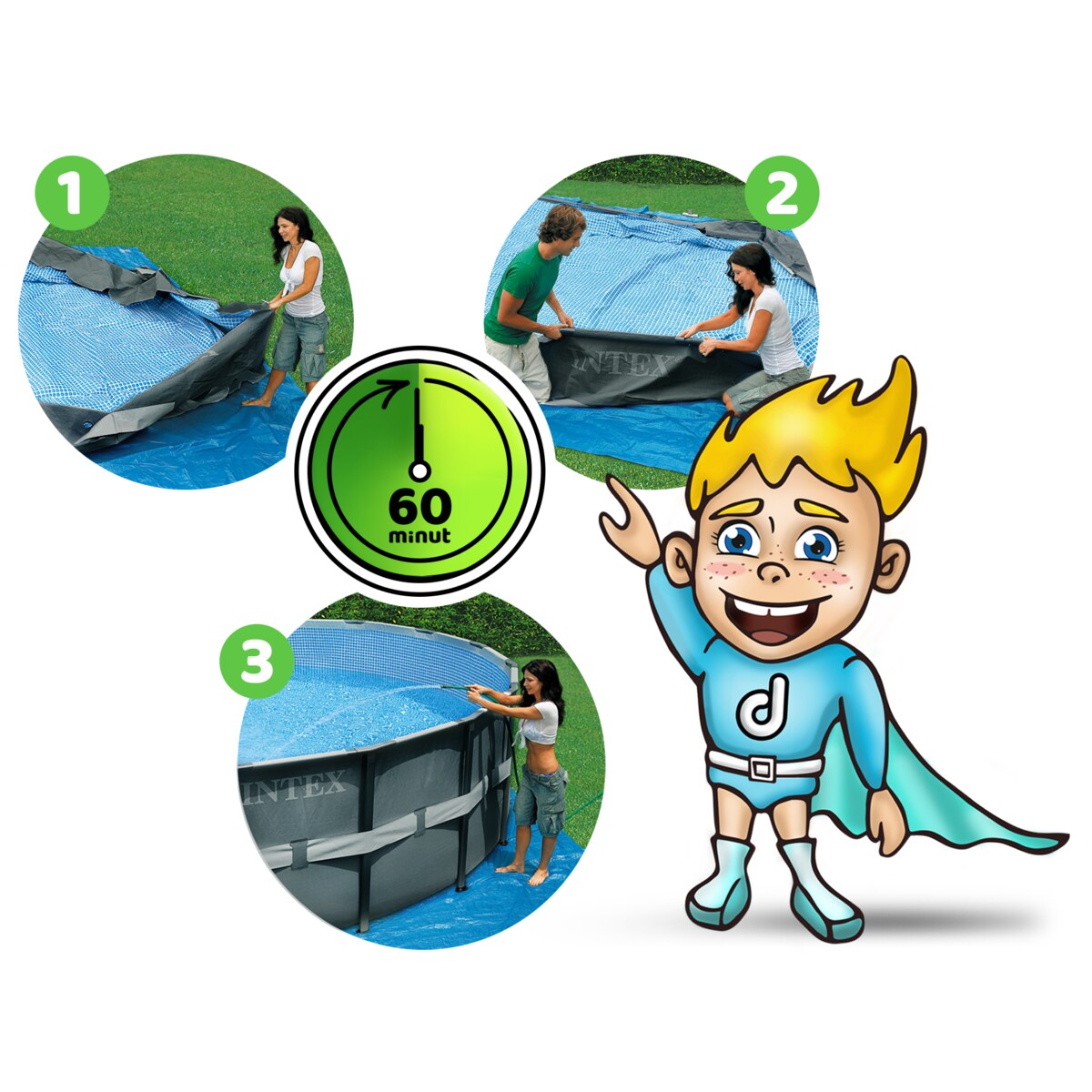 Basen stelażowy z pompą 18w1 549x122cm Intex 26744