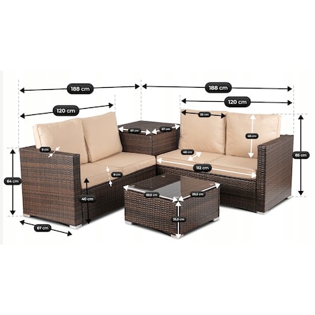 Zestaw Mebli Ogrodowych Technorattan Na Taras Ogród Brązowy Beżowy NEGRO