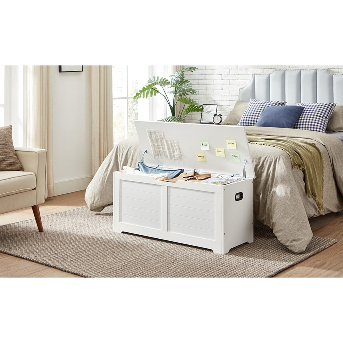 Skrzynia Do Przechowywania 100X40X46 Cm Biały