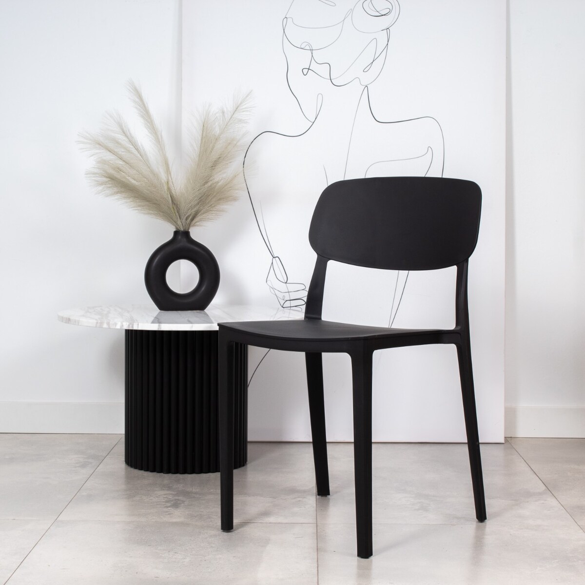 Krzesło plastikowe do salonu ogrodu nowoczesne czarne