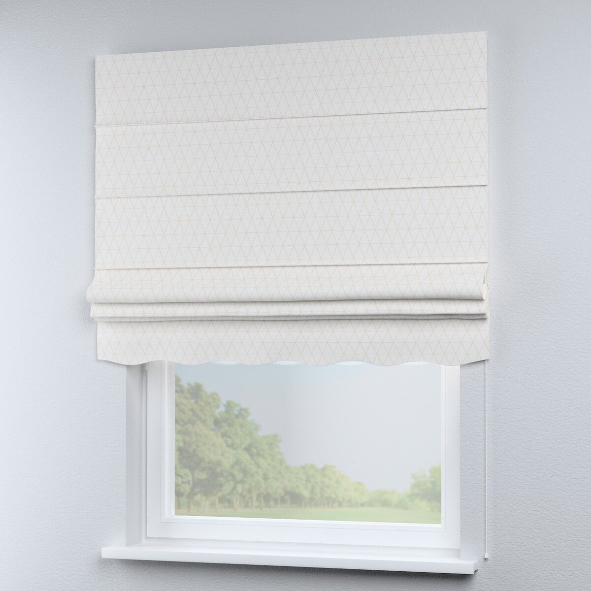 Roleta rzymska Florencja, beżowe trójkąty na kremowo-białym tle, Sunny