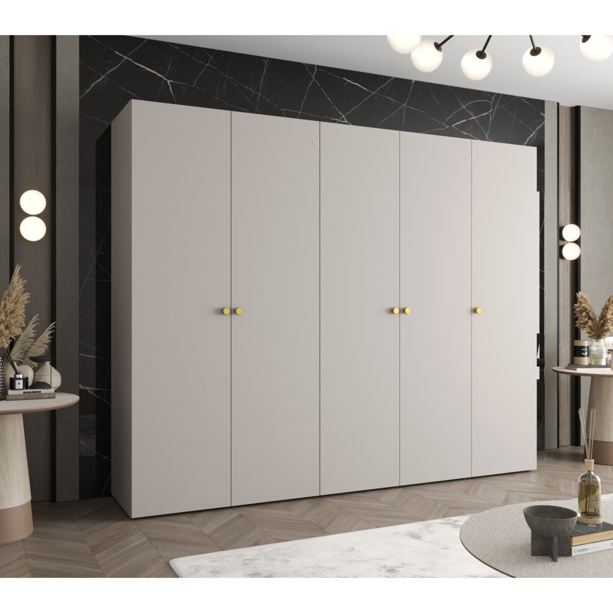 Szafa uchylna otwierana PARMA 1 250 wys. 202 cm Kaszmir + u. Złoty