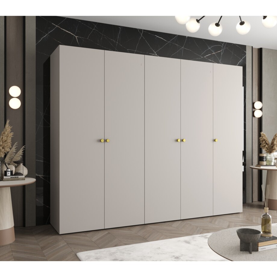 Szafa uchylna otwierana PARMA 1 250 wys. 202 cm Kaszmir + u. Złoty