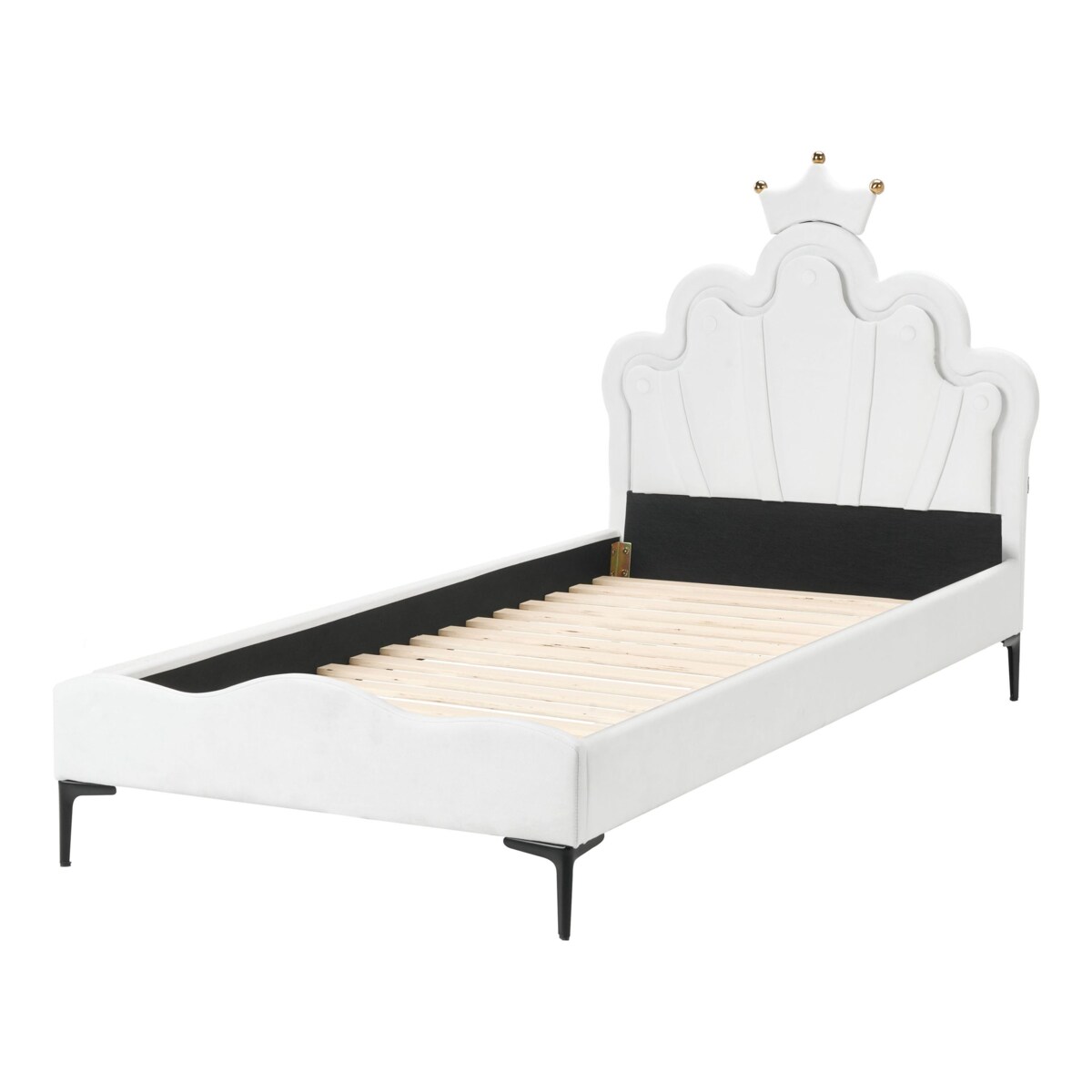 Łóżko Welur RUBIAN 90 x 200 cm Z LED Biały