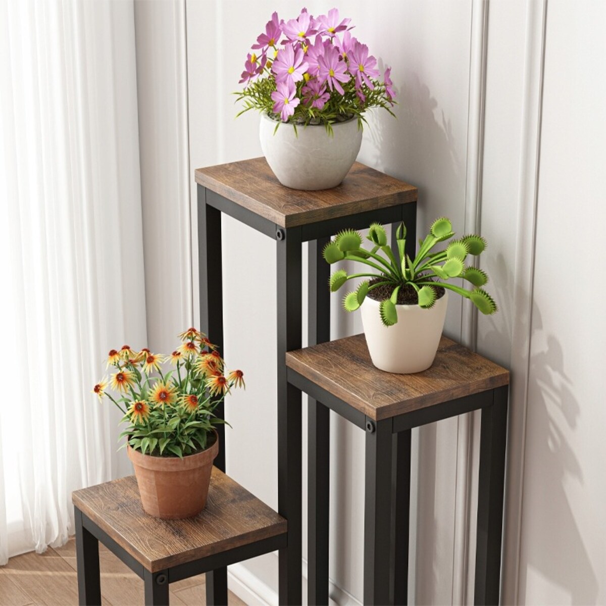 Kwietnik metalowy stojak na rośliny kwiaty rustykalny craft loft 67 cm