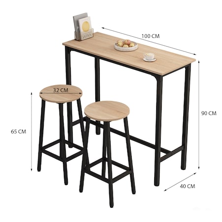 Zestaw barowy stół kuchenny + 2 krzesła hoker nowoczesny industrialny loft 100 cm