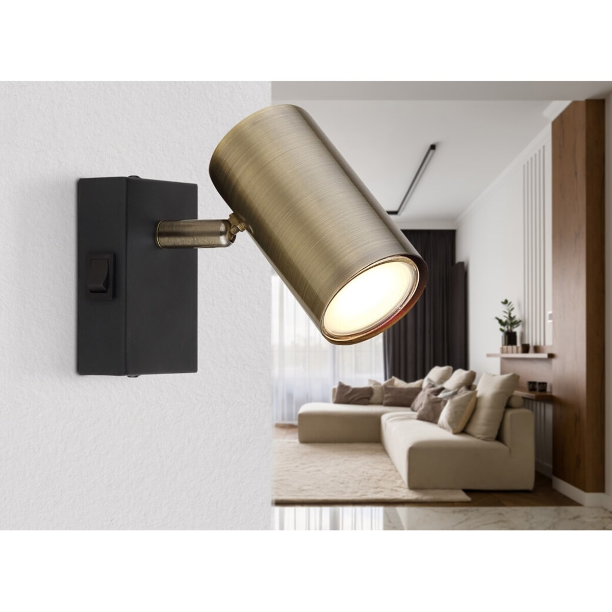 Lampa reflektorowa Robby 57911-1M kinkiet czarny mosiądz