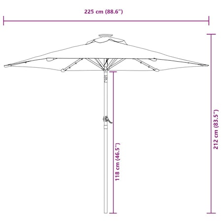 vidaXL Parasol ogrodowy z LED, stalowy słupek, biały, 225x225x212 cm