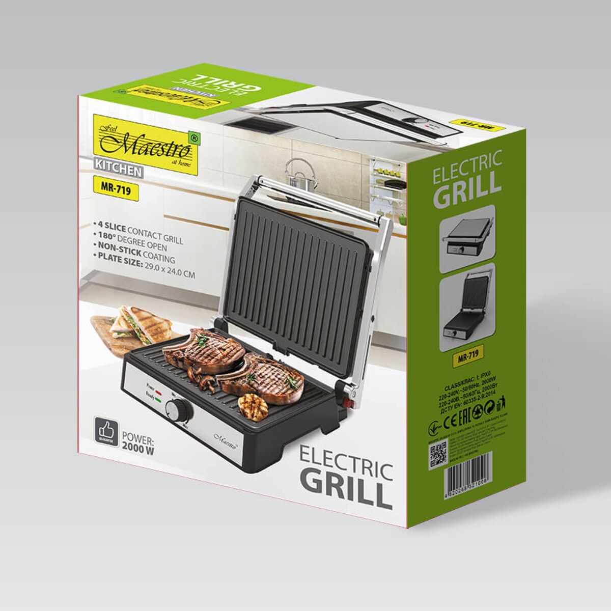 Grill elektryczny opiekacz 2000W MAESTRO