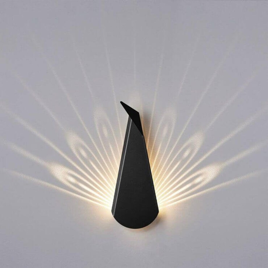LAMPA ścienna ORIGAMI PAWN-B Abigali metalowa OPRAWA paw LED 3W 3000K kinkiet czarny