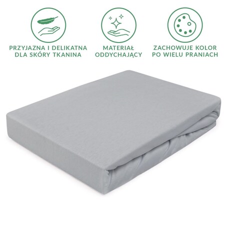 Prześcieradło z bawełny jersey z gumką 80x160 kolor Popiel