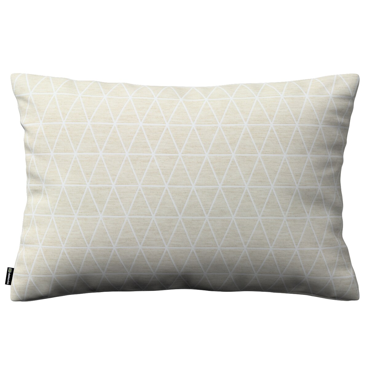 Poszewka Kinga na poduszkę prostokątną 60x40 trójkąty na beżowo-lnianym tle
