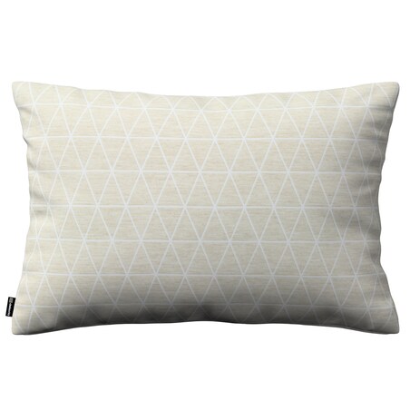 Poszewka Kinga na poduszkę prostokątną 60x40 trójkąty na beżowo-lnianym tle
