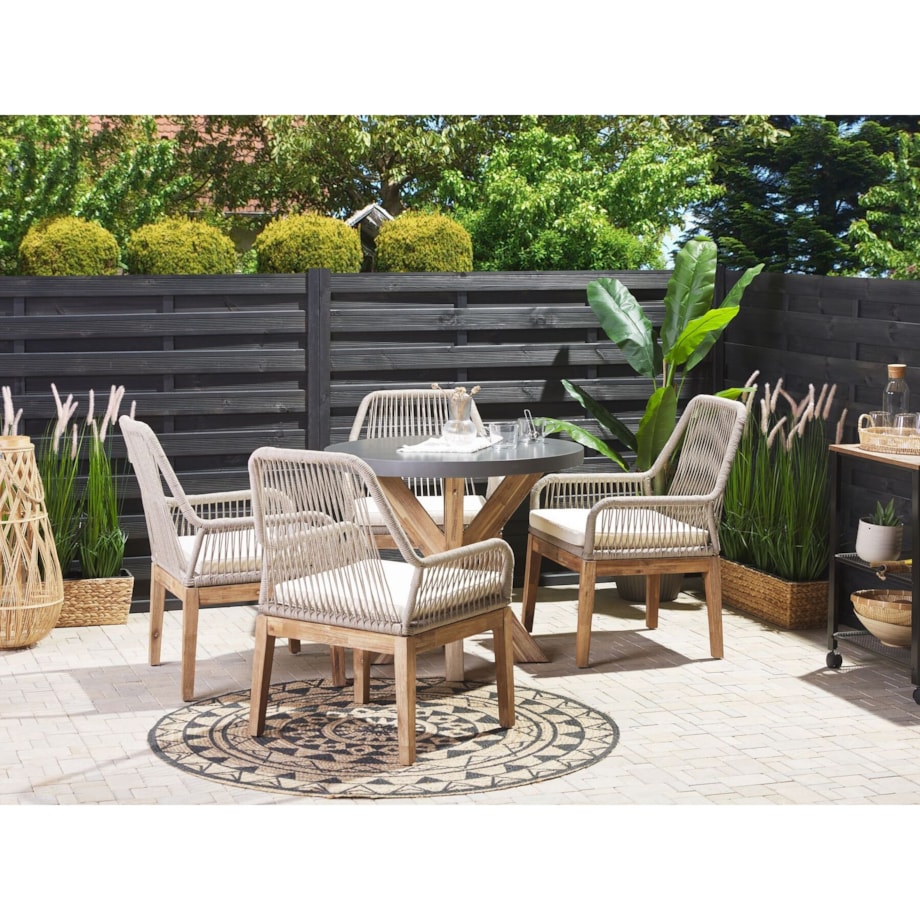 Zestaw ogrodowy dla 4 osób OLBIA z poduszkami Beton Beżowy